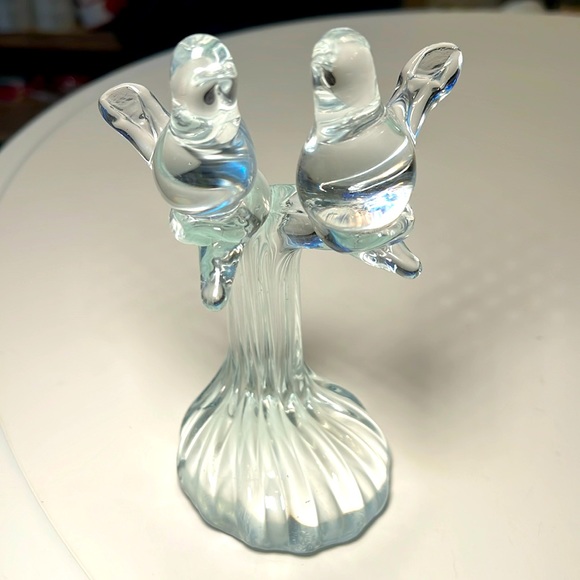 Vintage Other - Vintage Art Glass Lovebirds clear glass figurine